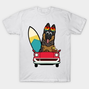 Funny Guard Dog is driving to the beach T-Shirt